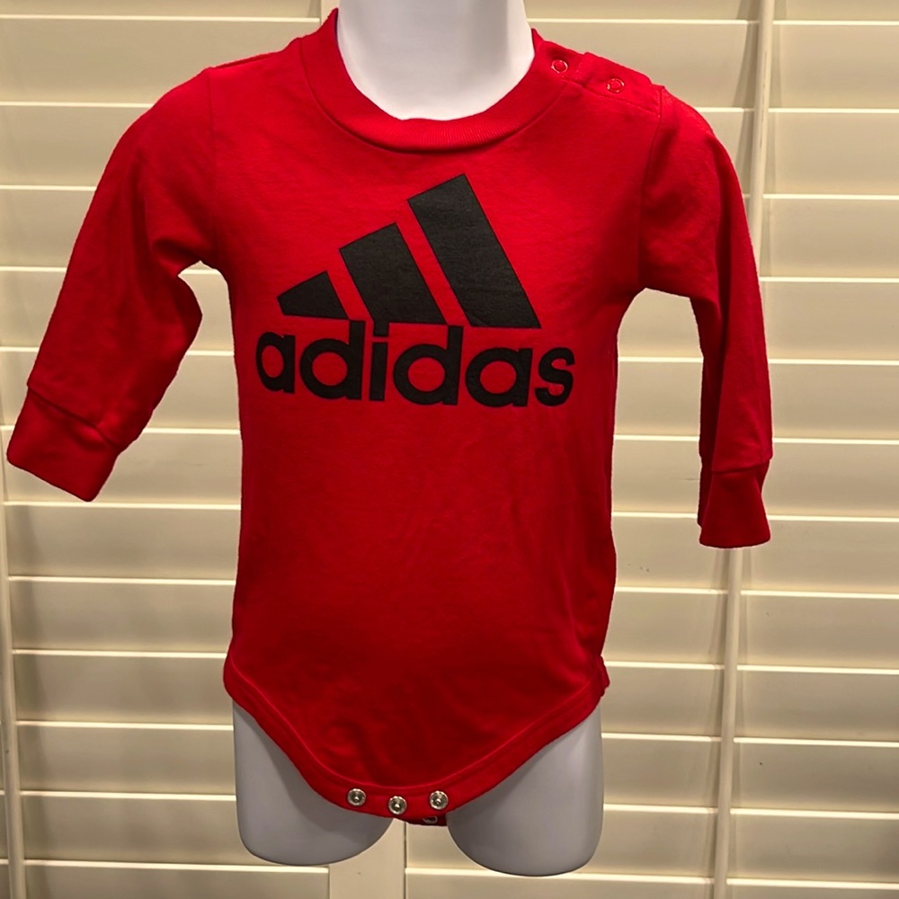 Adidas Red baby Onesie Size 9 Months